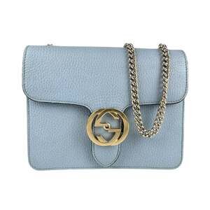 GUCCI Authentic Blue Leather Shoulder Bag
